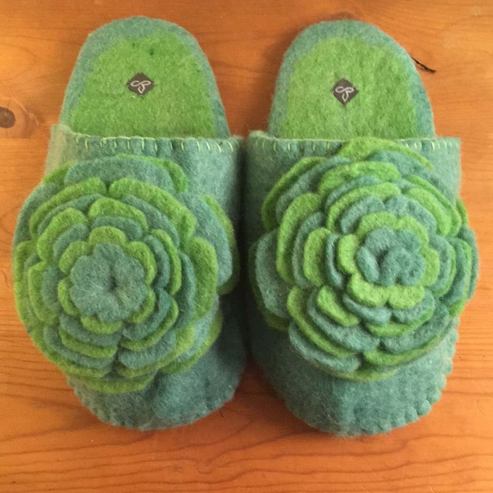 prAna Wool Felted Green Slippers | Women's SZ L